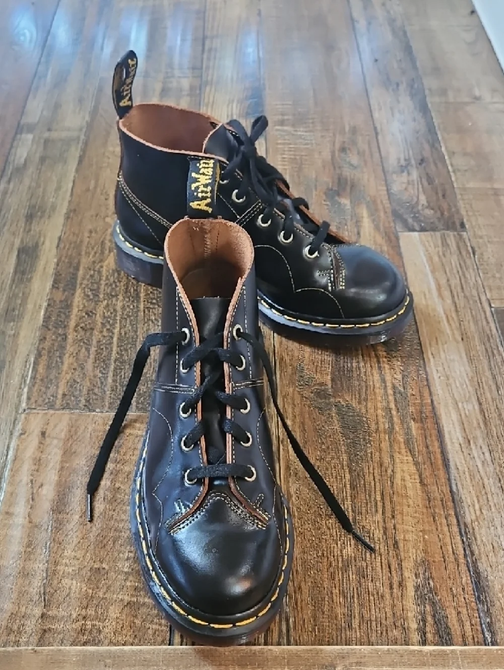 Dr. Martens‎ Black Leather Chukka Boots with Yellow Stitching